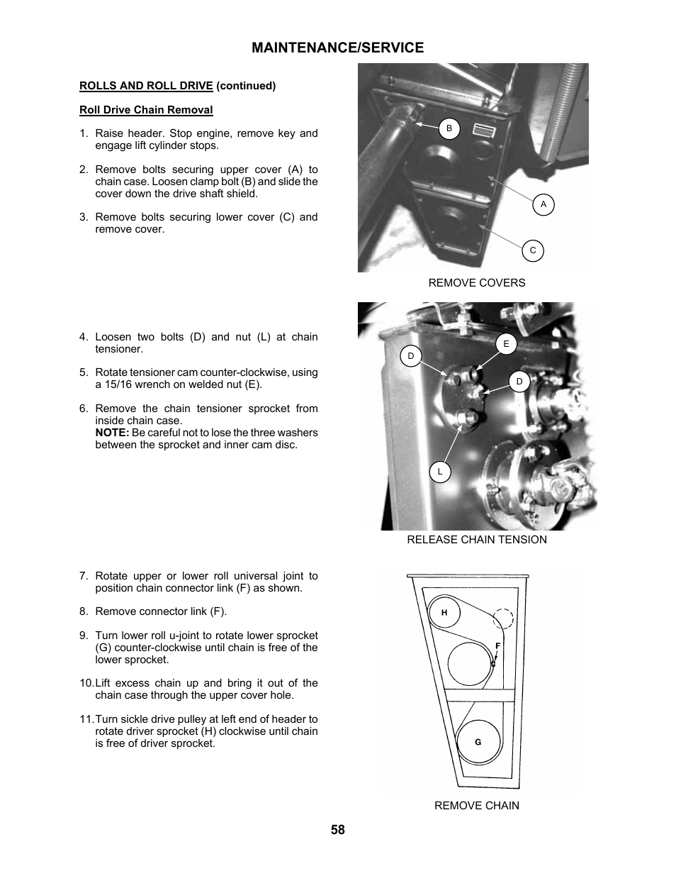 Maintenance/service | MacDon 5010 Mower Conditioner User Manual | Page 60 / 82