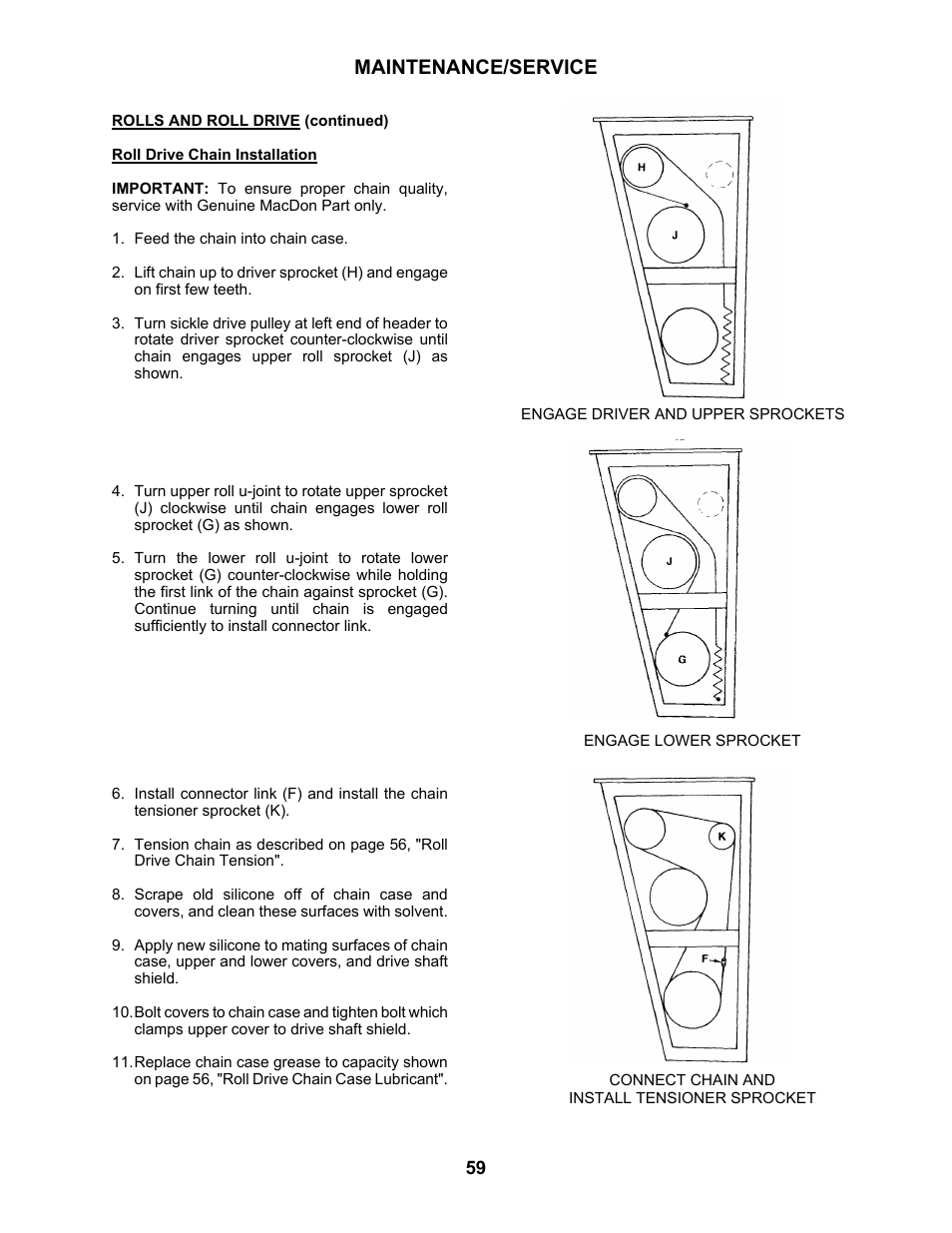 Maintenance/service | MacDon 5010 Mower Conditioner User Manual | Page 61 / 82
