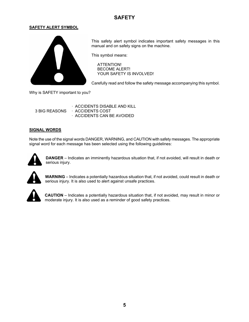 Safety | MacDon 5010 Mower Conditioner User Manual | Page 7 / 82