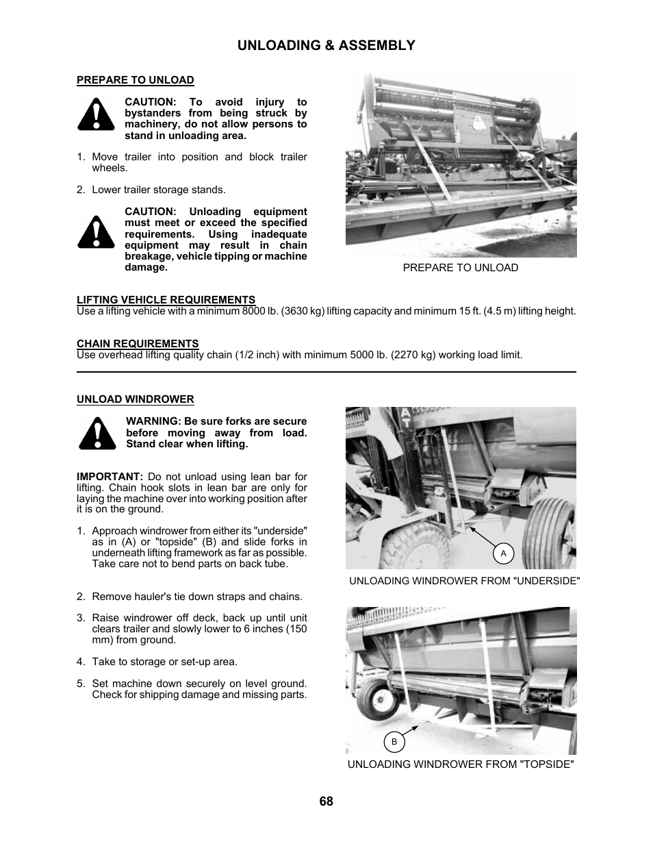 Unloading & assembly | MacDon 5010 Mower Conditioner User Manual | Page 70 / 82