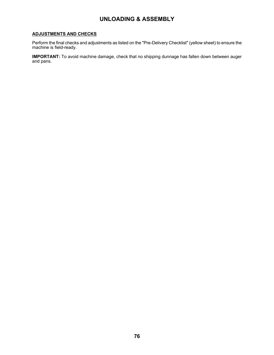 Unloading & assembly | MacDon 5010 Mower Conditioner User Manual | Page 78 / 82
