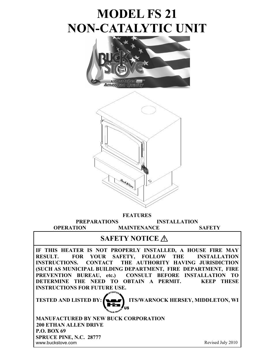 New Buck Corporation FS 21 User Manual | 33 pages