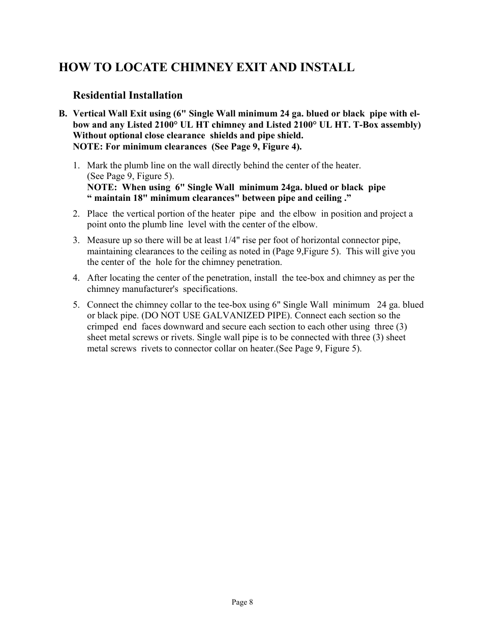 How to locate chimney exit and install | New Buck Corporation FS 21 User Manual | Page 10 / 33