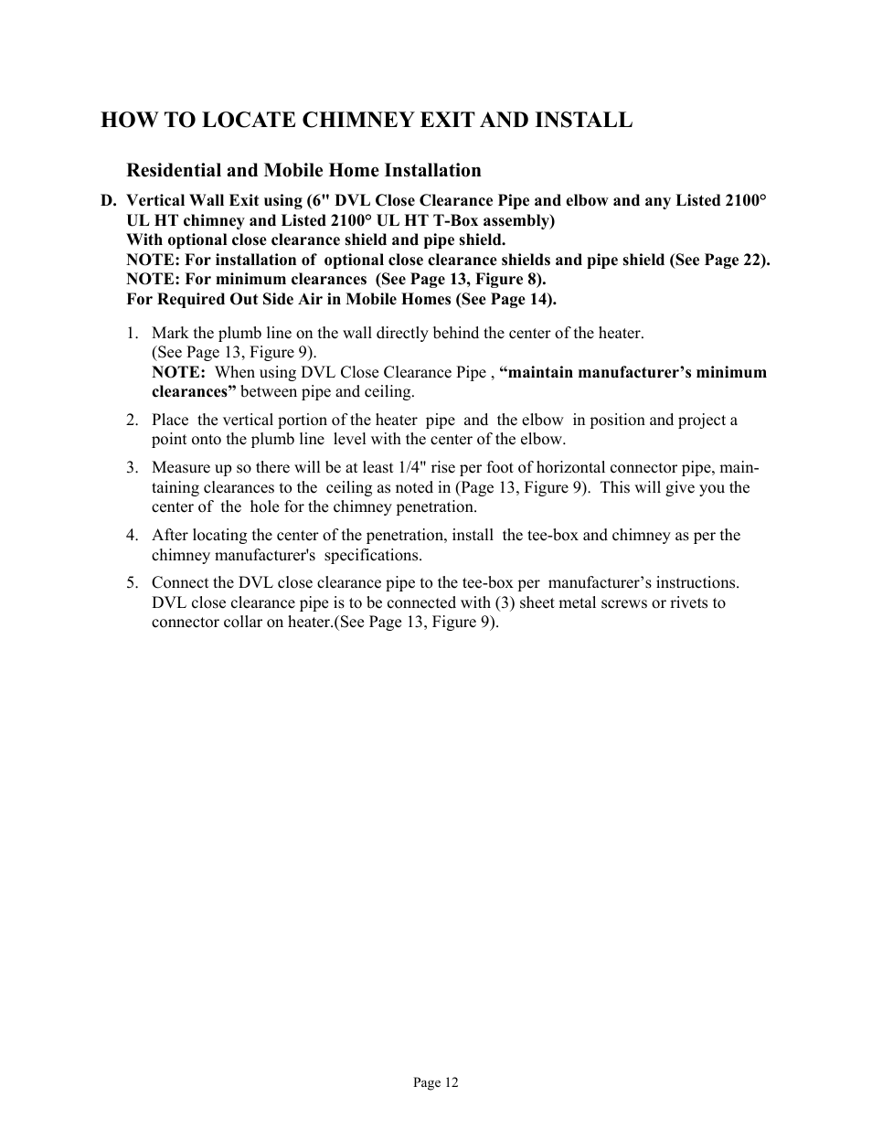 How to locate chimney exit and install | New Buck Corporation FS 21 User Manual | Page 14 / 33