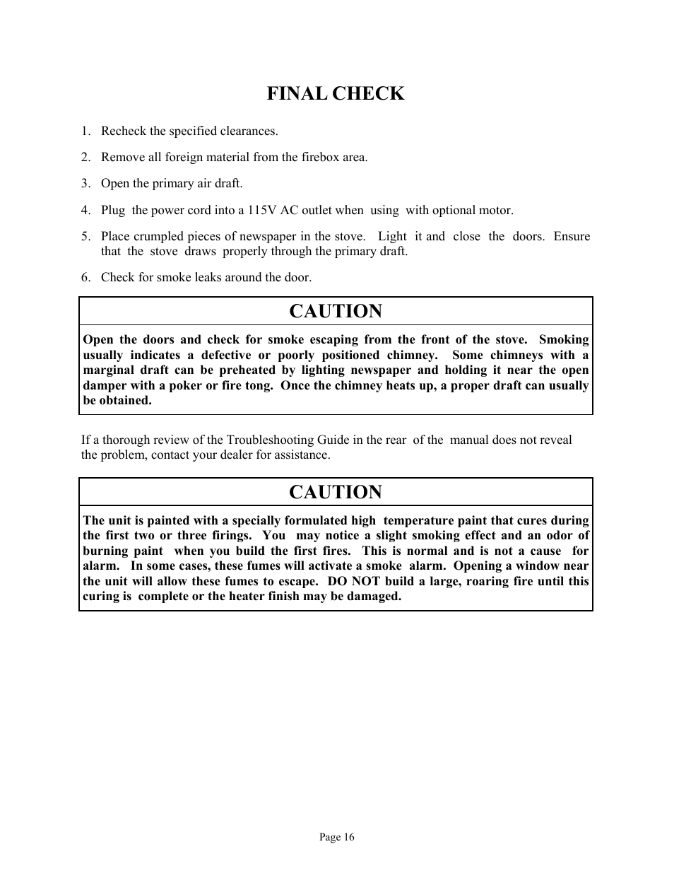 Final check, Caution | New Buck Corporation FS 21 User Manual | Page 18 / 33