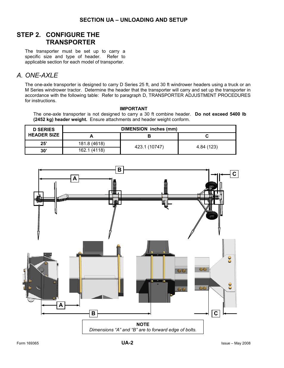 Step 2. configure the transporter, A. one-axle | MacDon Double Windrow Attachment User Manual | Page 16 / 65