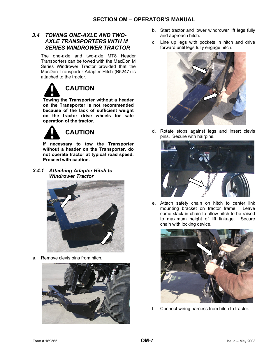 Caution | MacDon Double Windrow Attachment User Manual | Page 31 / 65