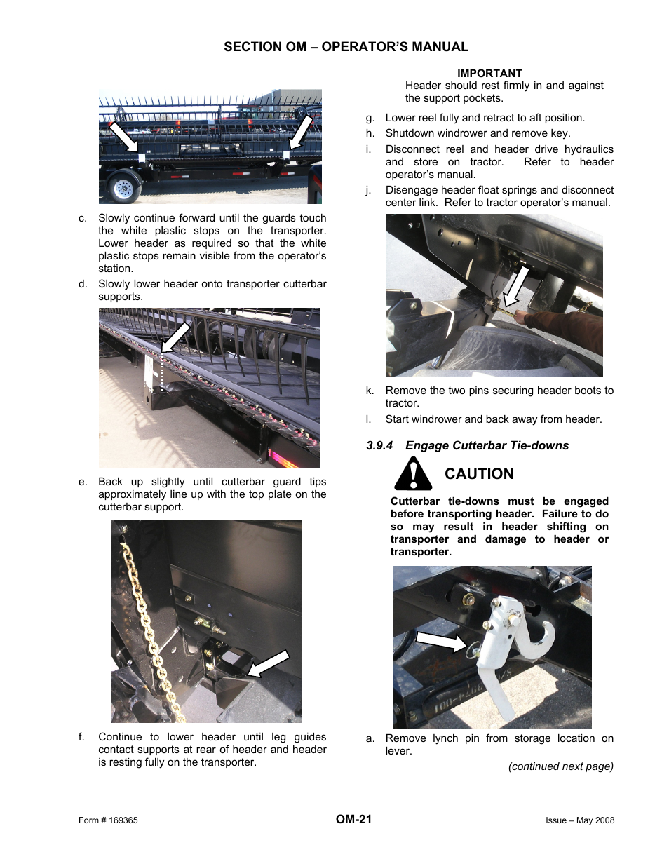Caution | MacDon Double Windrow Attachment User Manual | Page 45 / 65