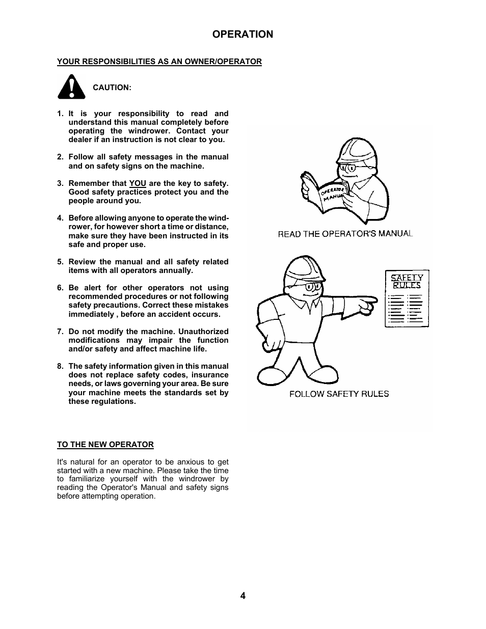 Operation | MacDon 3020 Pull-Type Windrower User Manual | Page 15 / 89
