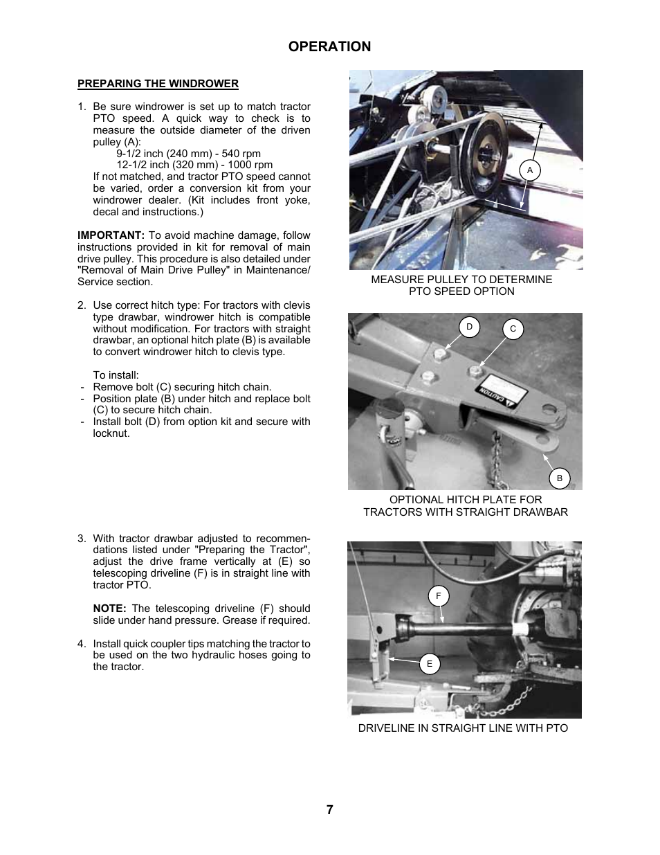 Operation | MacDon 3020 Pull-Type Windrower User Manual | Page 18 / 89