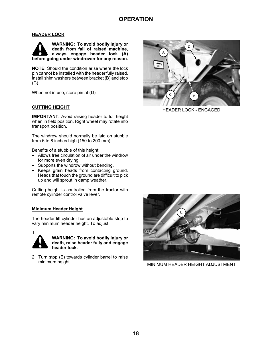 Operation | MacDon 3020 Pull-Type Windrower User Manual | Page 29 / 89