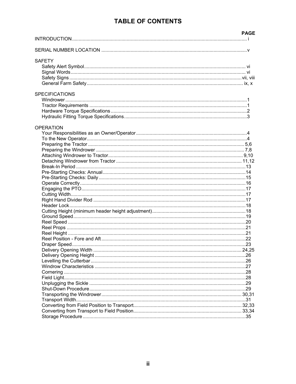 MacDon 3020 Pull-Type Windrower User Manual | Page 3 / 89