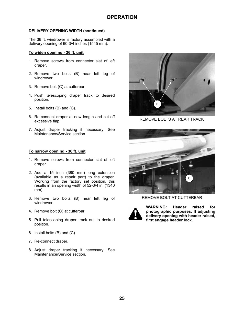 Operation | MacDon 3020 Pull-Type Windrower User Manual | Page 36 / 89