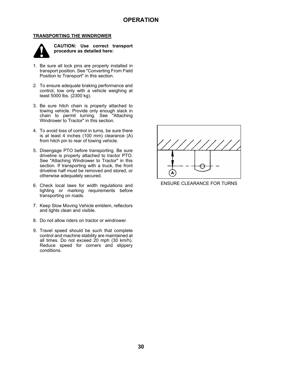 Operation | MacDon 3020 Pull-Type Windrower User Manual | Page 41 / 89