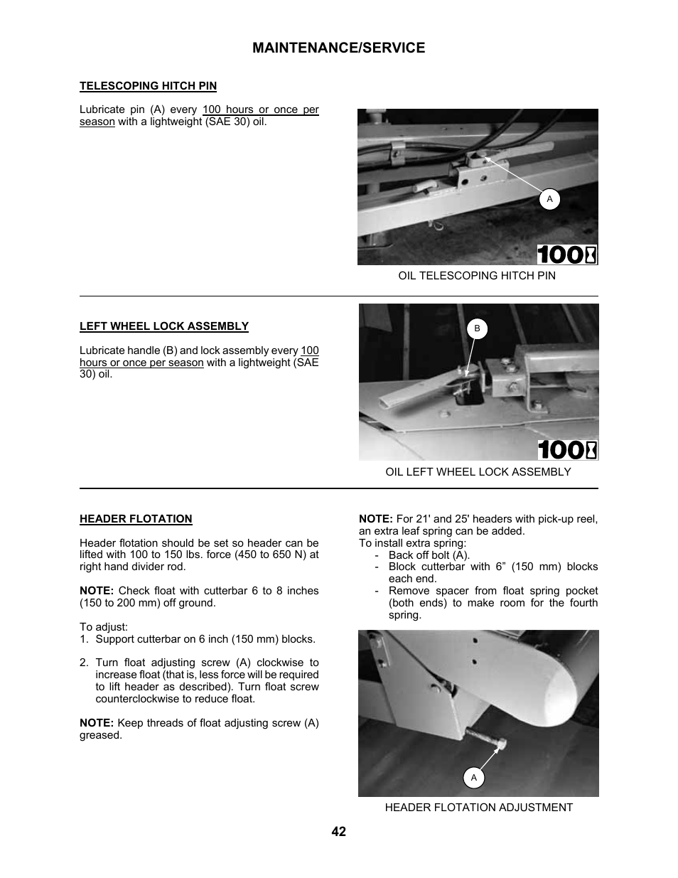 Maintenance/service | MacDon 3020 Pull-Type Windrower User Manual | Page 53 / 89