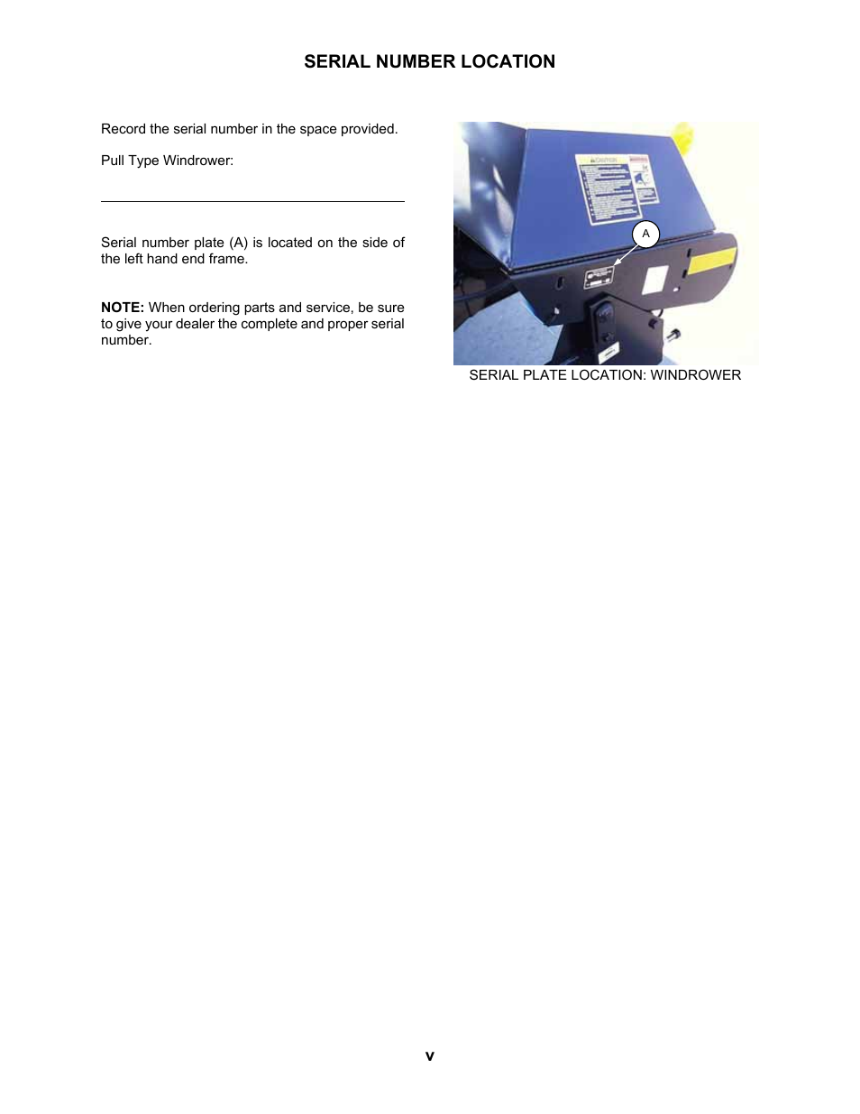 Serial number location | MacDon 3020 Pull-Type Windrower User Manual | Page 6 / 89