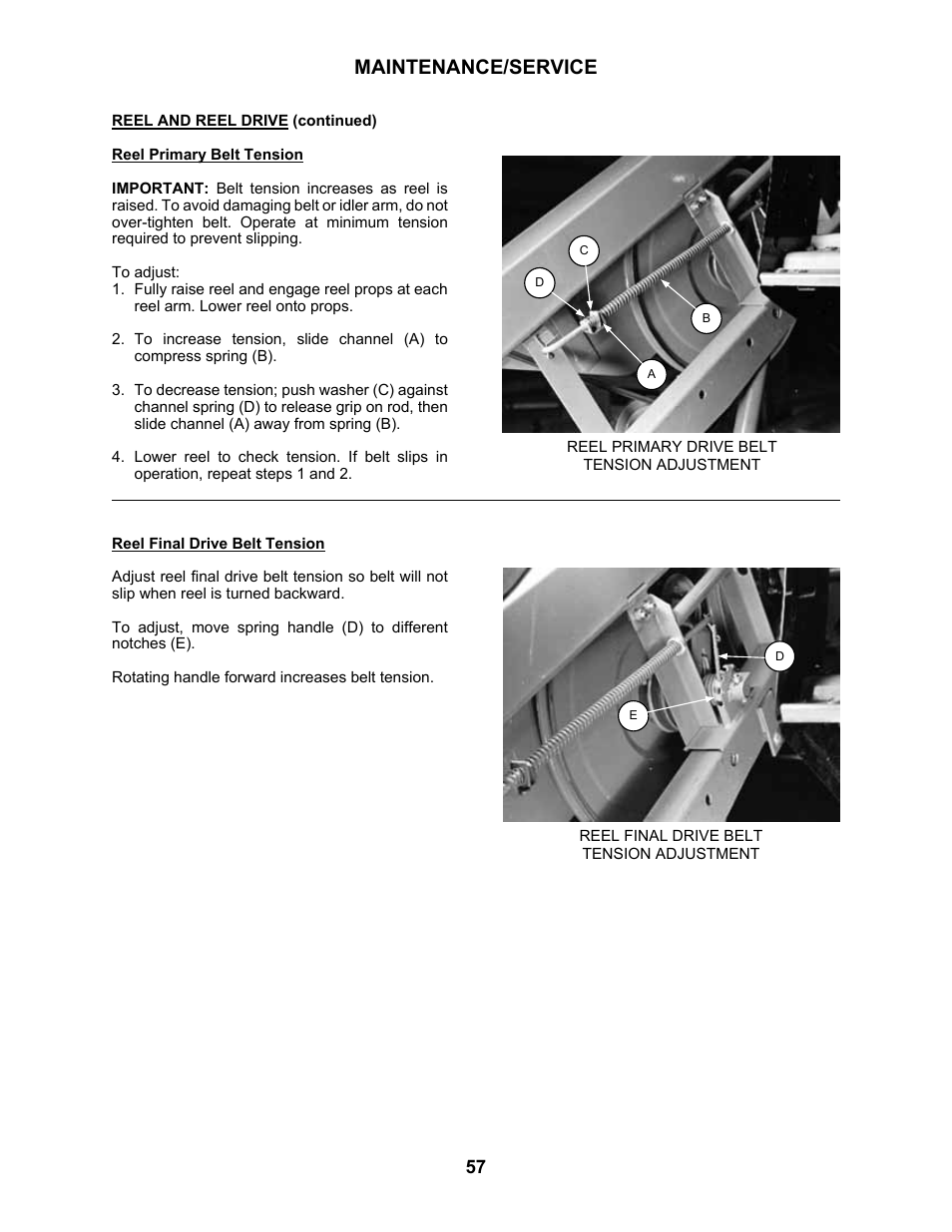 Maintenance/service | MacDon 3020 Pull-Type Windrower User Manual | Page 68 / 89
