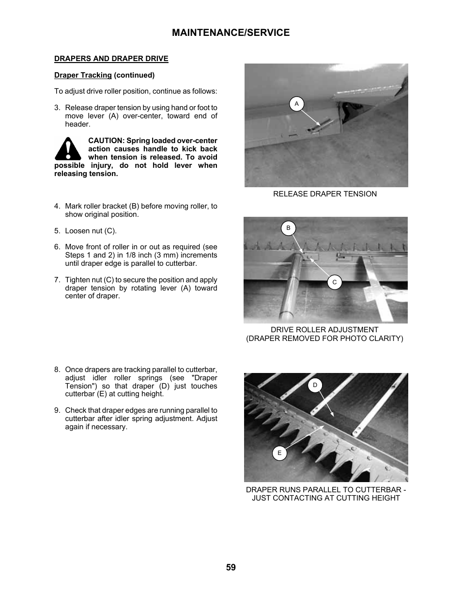 Maintenance/service | MacDon 3020 Pull-Type Windrower User Manual | Page 70 / 89