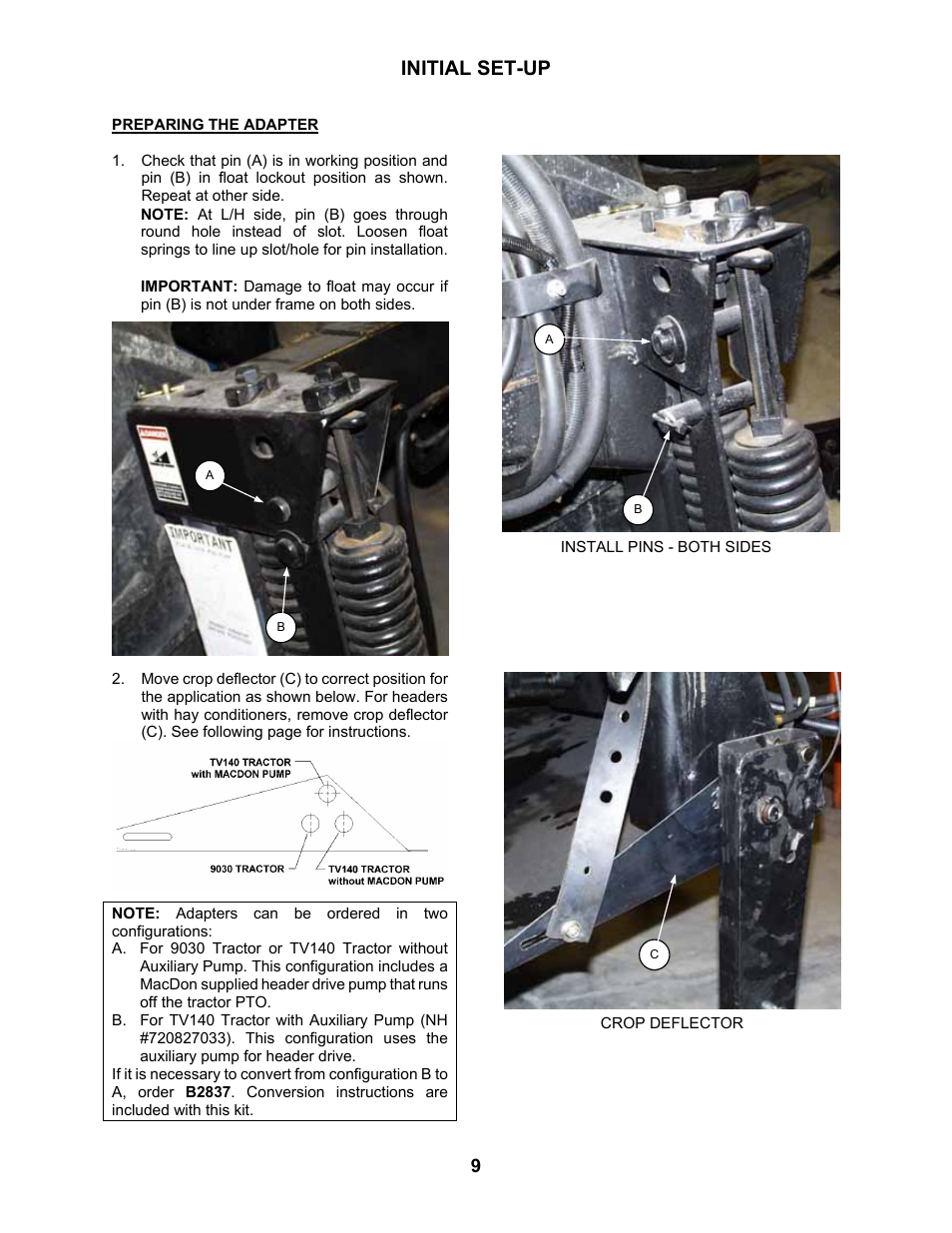 Initial set-up | MacDon 802 Bi-Directional Adapter User Manual | Page 10 / 44