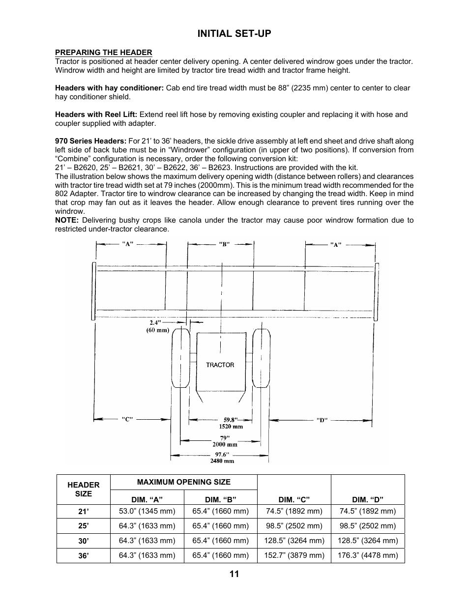 Initial set-up | MacDon 802 Bi-Directional Adapter User Manual | Page 12 / 44