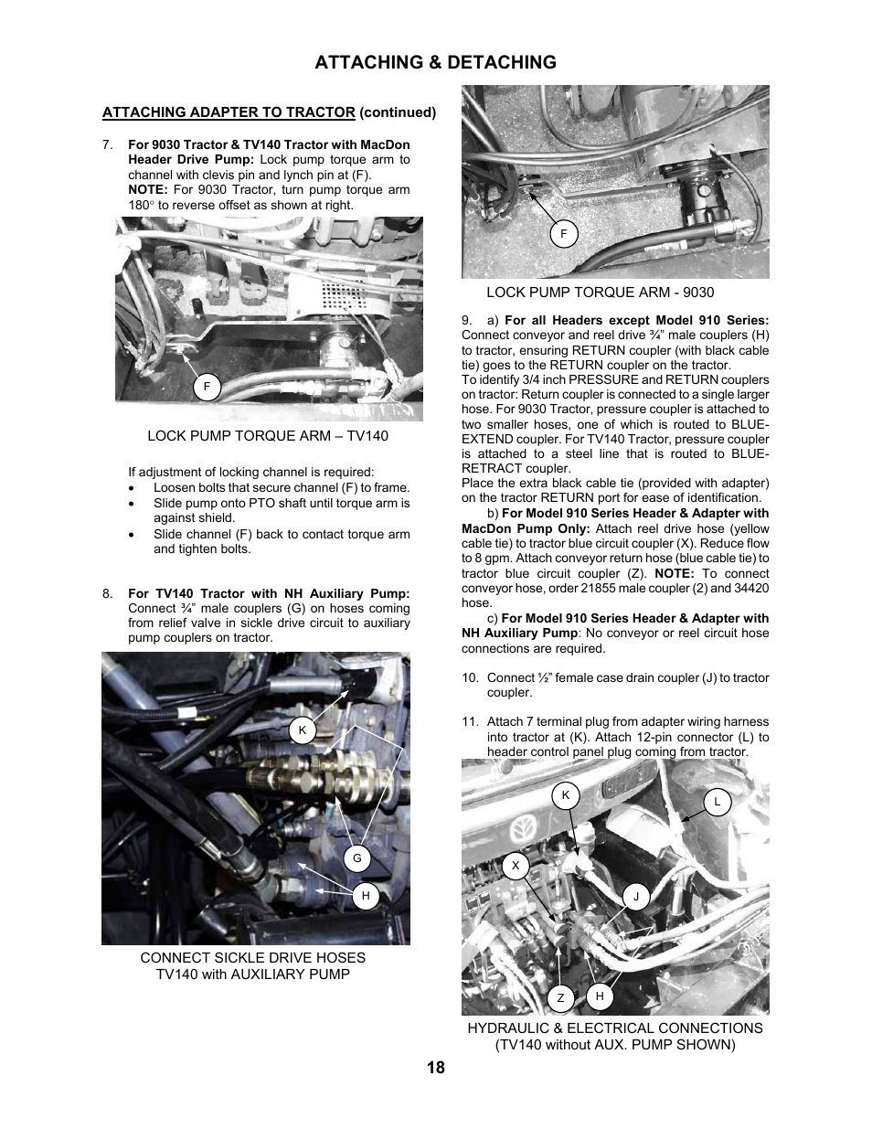 Attaching & detaching | MacDon 802 Bi-Directional Adapter User Manual | Page 19 / 44