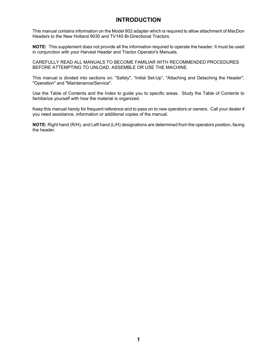 MacDon 802 Bi-Directional Adapter User Manual | Page 2 / 44