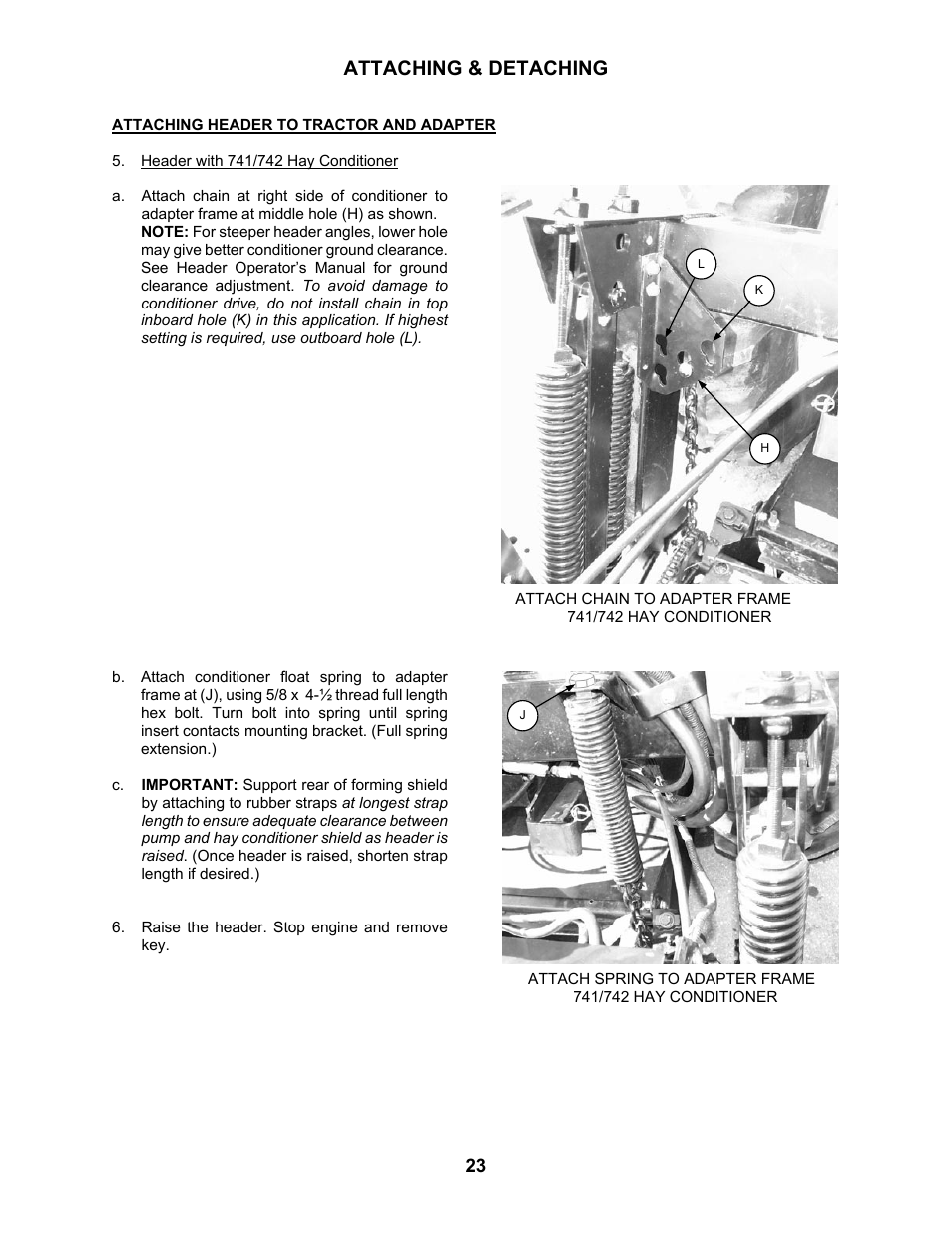 Attaching & detaching | MacDon 802 Bi-Directional Adapter User Manual | Page 24 / 44