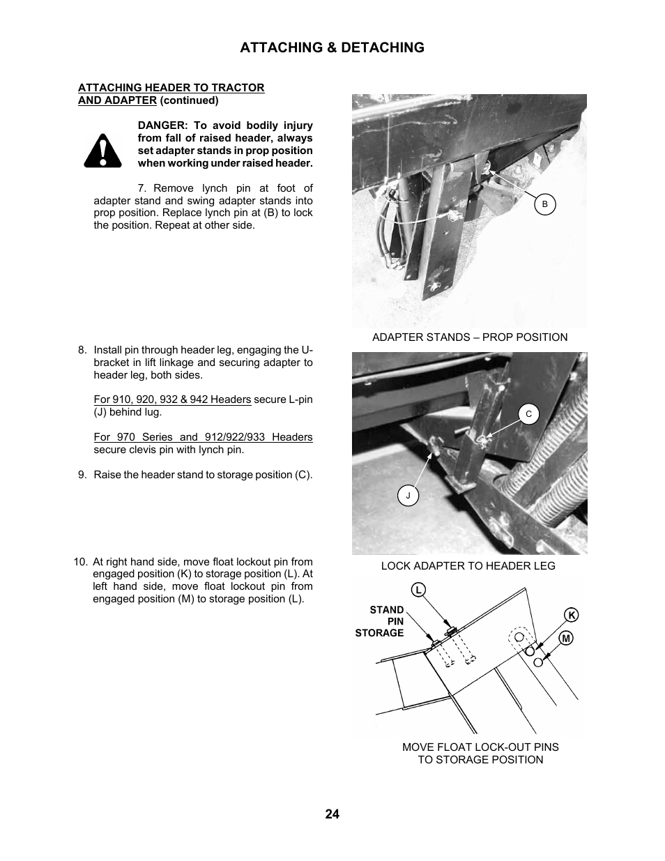Attaching & detaching | MacDon 802 Bi-Directional Adapter User Manual | Page 25 / 44
