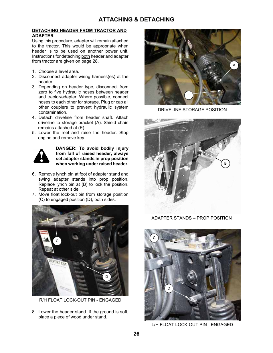 Attaching & detaching | MacDon 802 Bi-Directional Adapter User Manual | Page 27 / 44