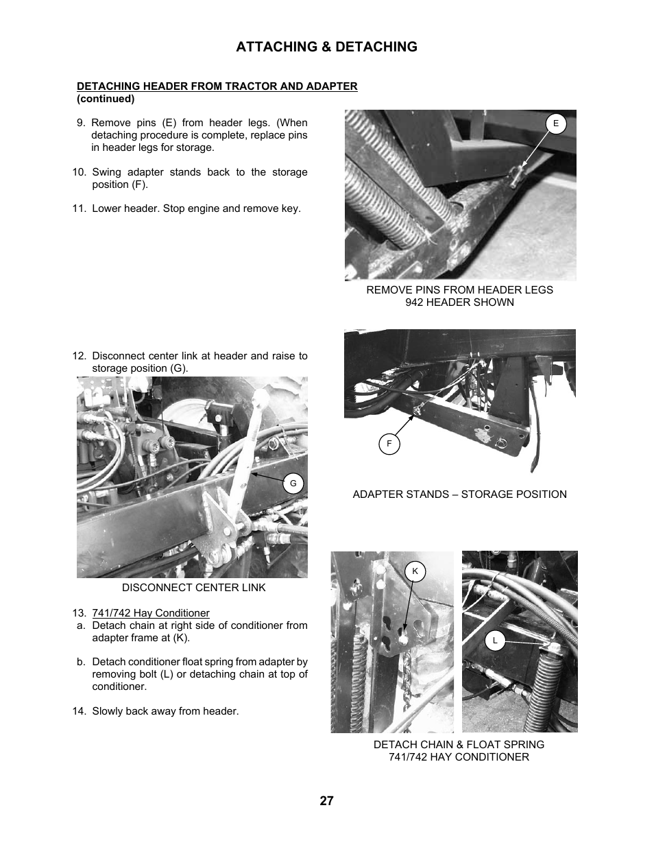 Attaching & detaching | MacDon 802 Bi-Directional Adapter User Manual | Page 28 / 44