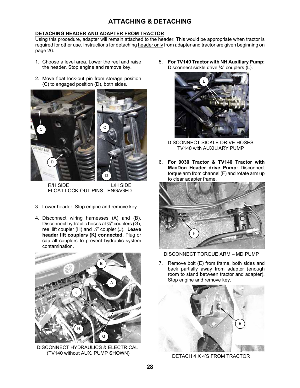 Attaching & detaching | MacDon 802 Bi-Directional Adapter User Manual | Page 29 / 44