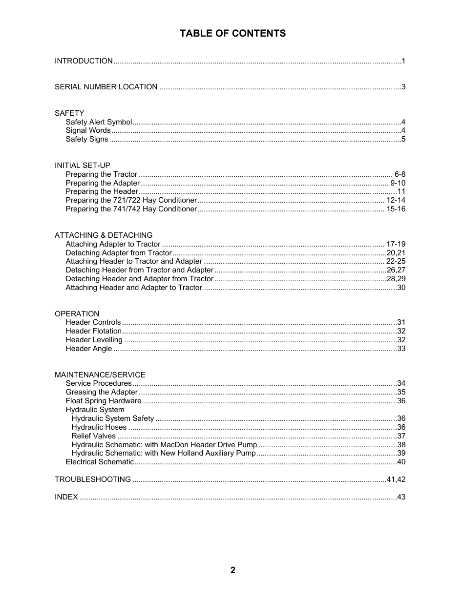 MacDon 802 Bi-Directional Adapter User Manual | Page 3 / 44