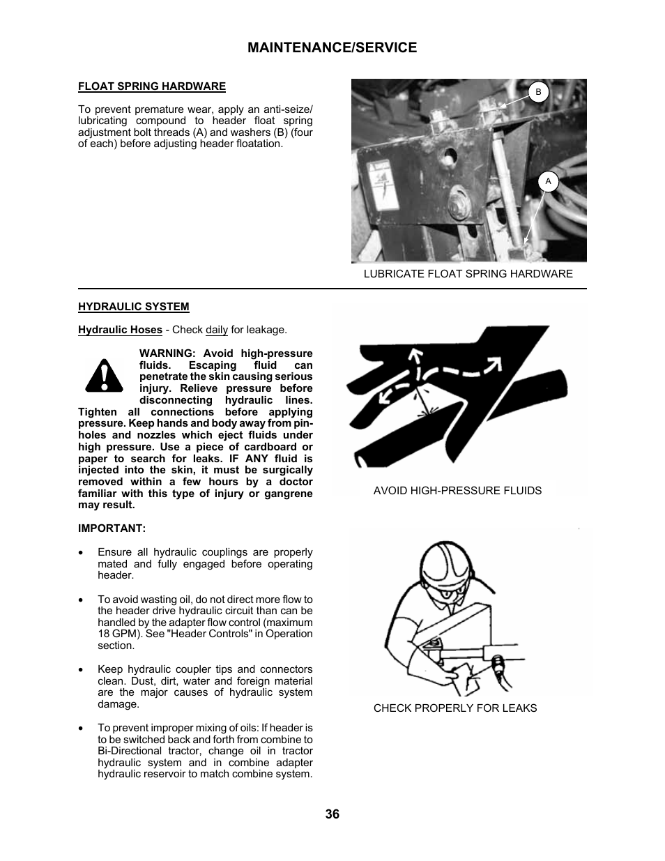 Maintenance/service | MacDon 802 Bi-Directional Adapter User Manual | Page 37 / 44