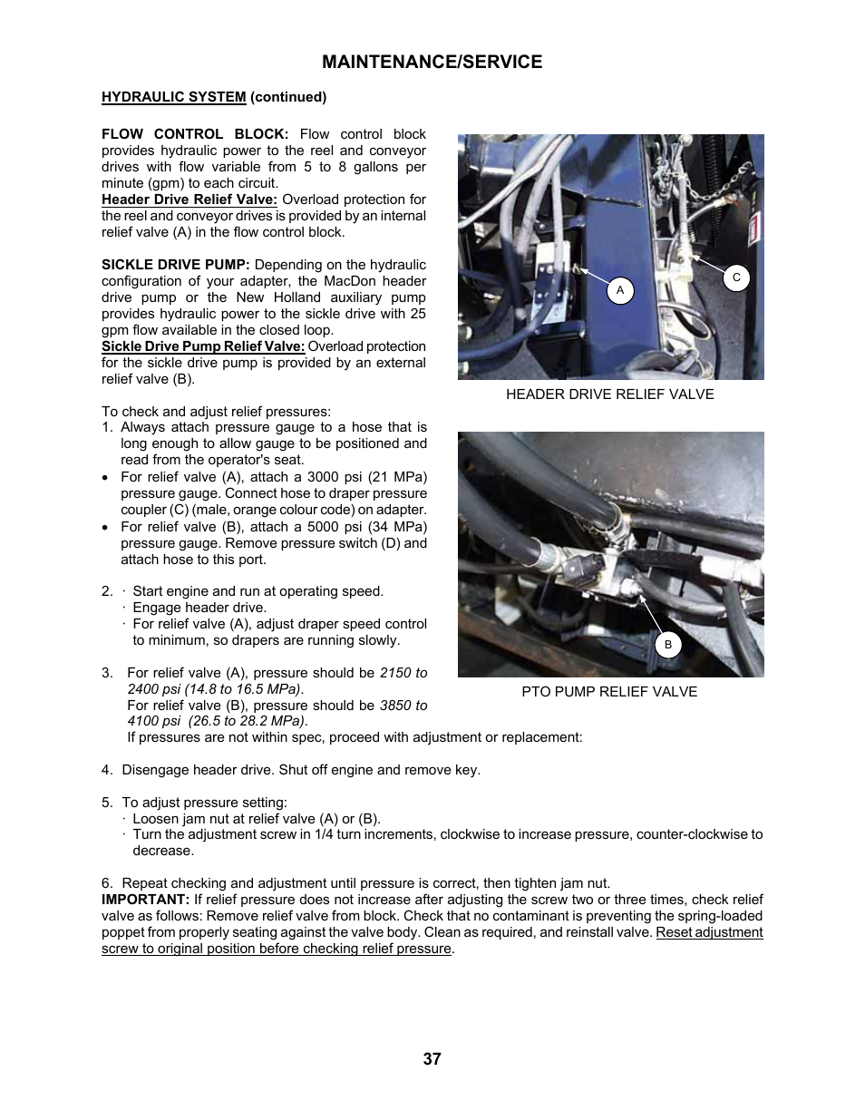 Maintenance/service | MacDon 802 Bi-Directional Adapter User Manual | Page 38 / 44