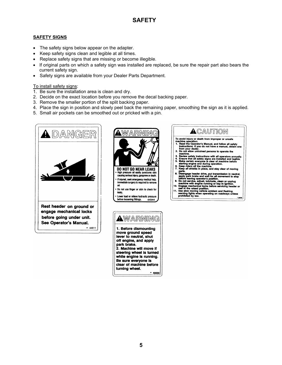 Safety | MacDon 802 Bi-Directional Adapter User Manual | Page 6 / 44