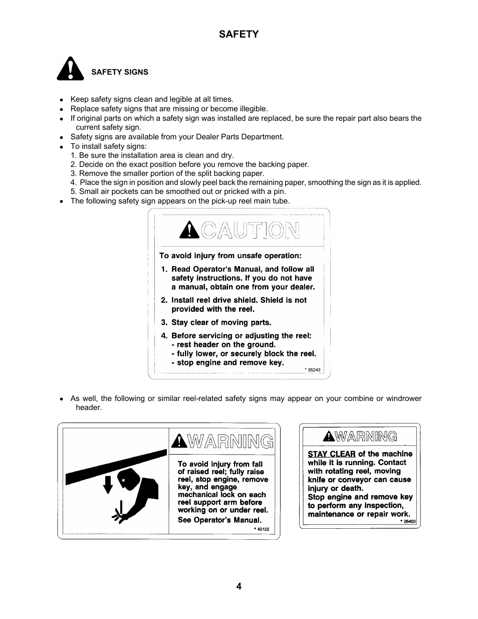 Safety | MacDon 2000B Pick-Up Reel User Manual | Page 5 / 30