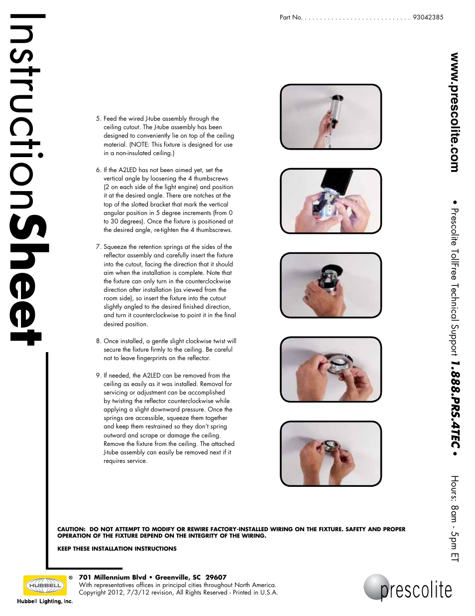 Instruction sheet | Prescolite A2LED User Manual | Page 2 / 2