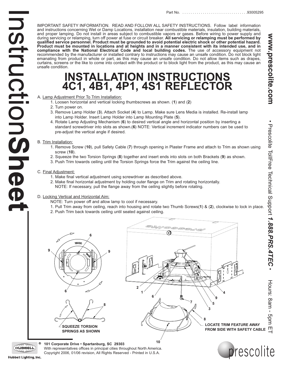 Prescolite 4S1 REFLECTOR User Manual | 1 page