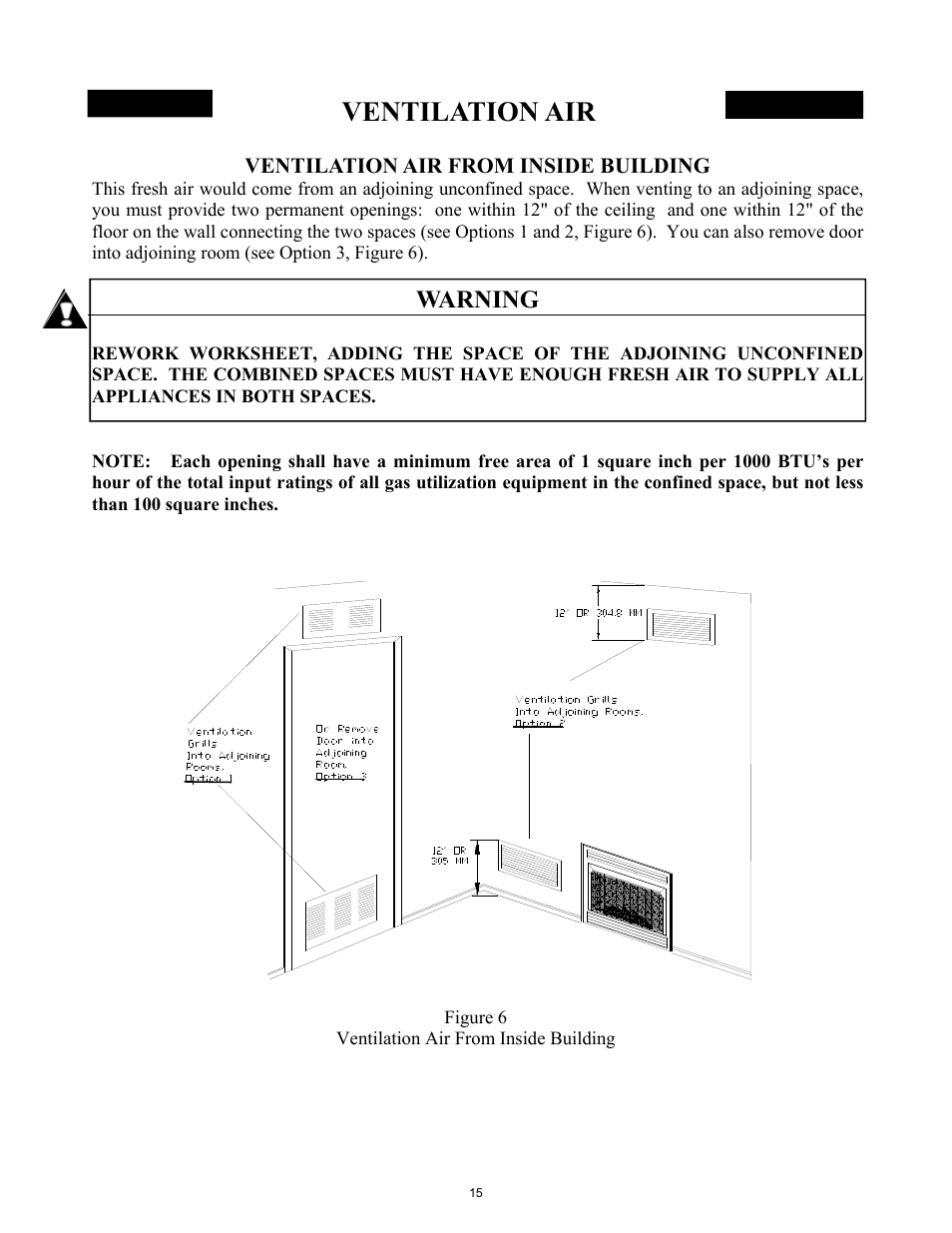 Ventilation air, Warning | New Buck Corporation 42ZCBB User Manual | Page 17 / 22