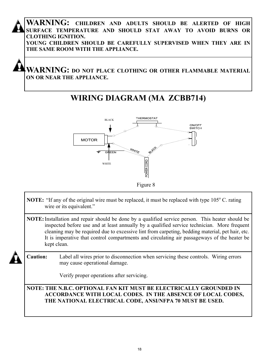 Warning, Wiring diagram (ma zcbb714) | New Buck Corporation 42ZCBB User Manual | Page 20 / 22