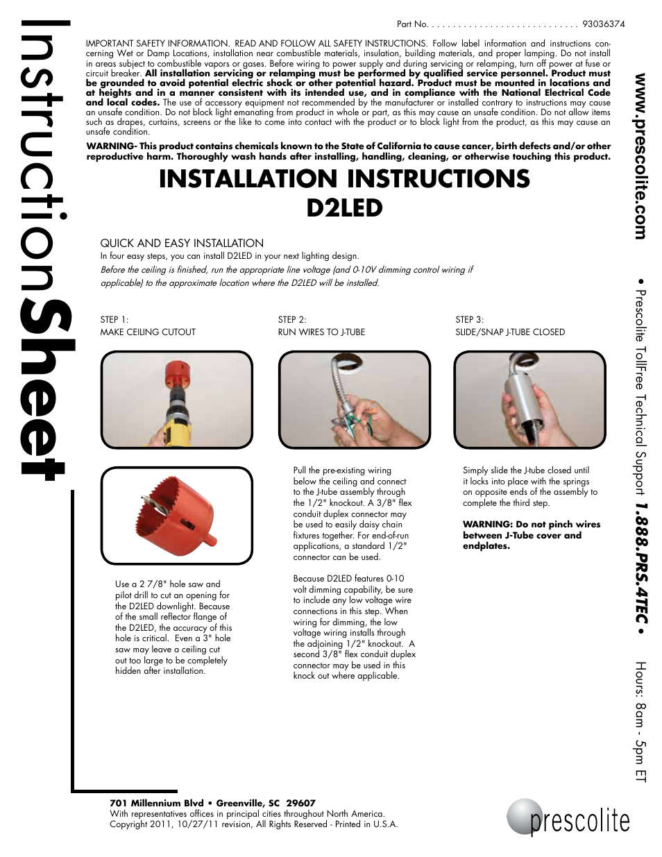 Prescolite D2LED User Manual | 2 pages
