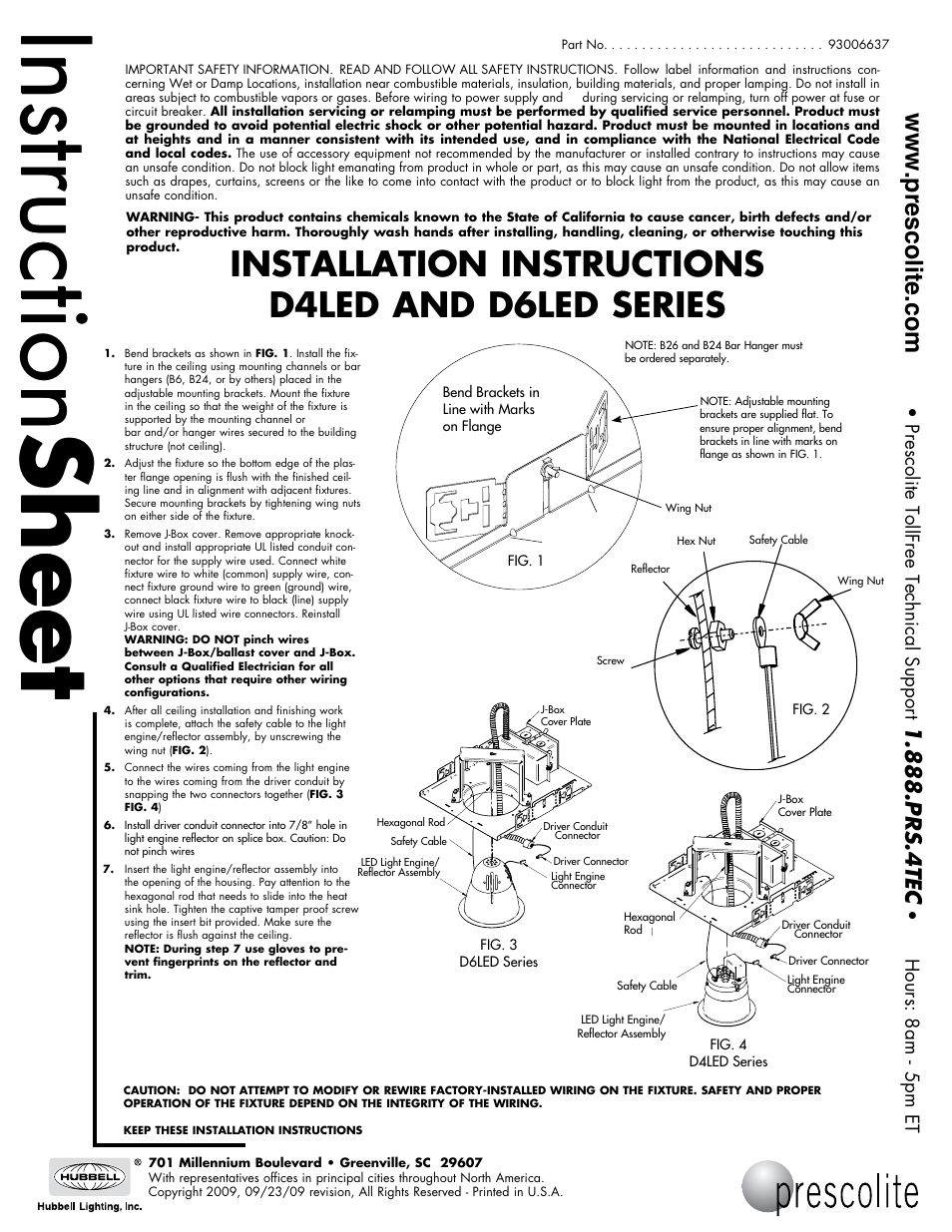 Prescolite D4LED User Manual | 1 page