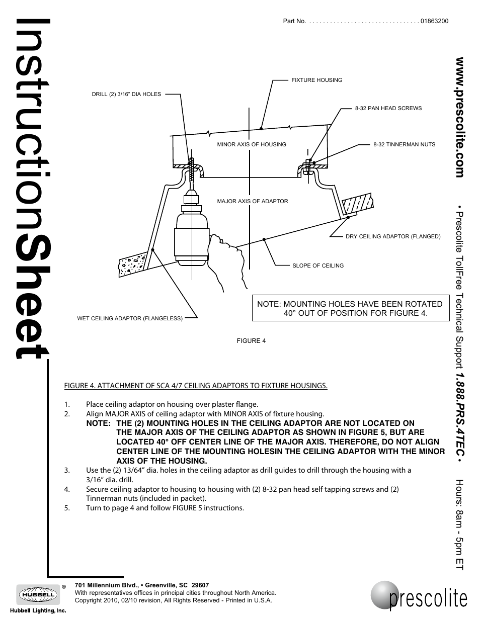 Instruction sheet | Prescolite SLOPED CEILING ADAPTORS User Manual | Page 3 / 5
