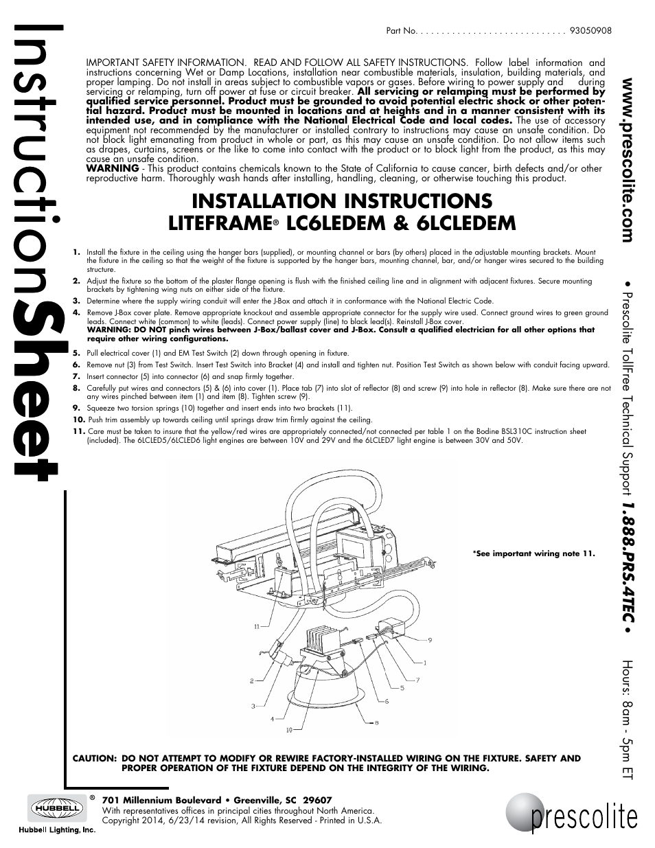 Prescolite 6LCLEDEM User Manual | 1 page