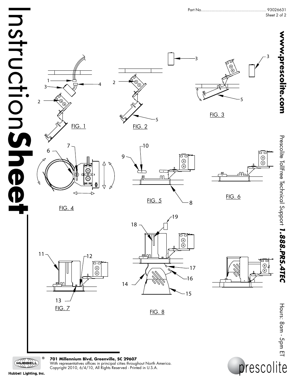 Instruction sheet, Installation instructions rd6led | Prescolite RD6LED User Manual | Page 2 / 2