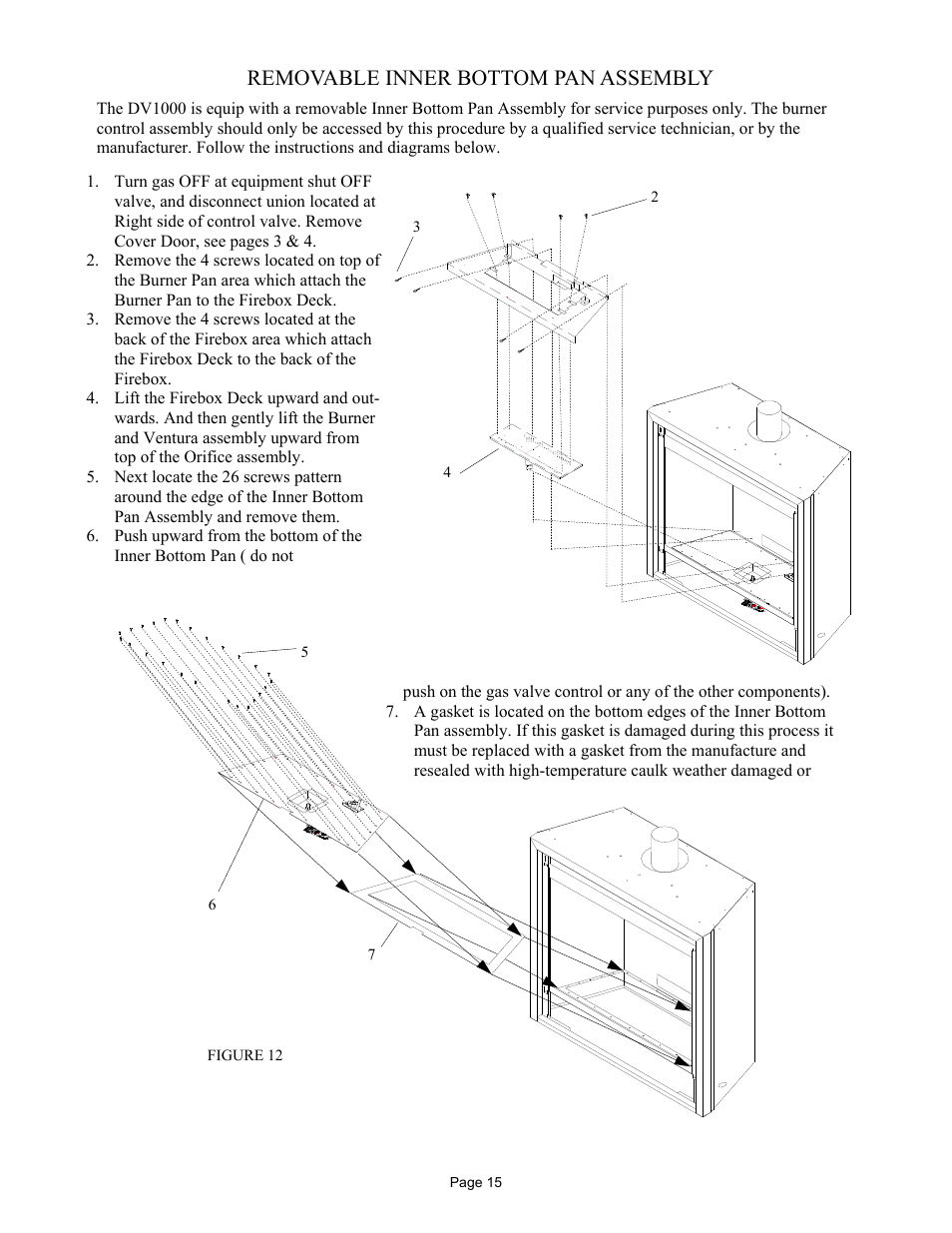 Removable inner bottom pan assembly | New Buck Corporation DV1000 User Manual | Page 18 / 38