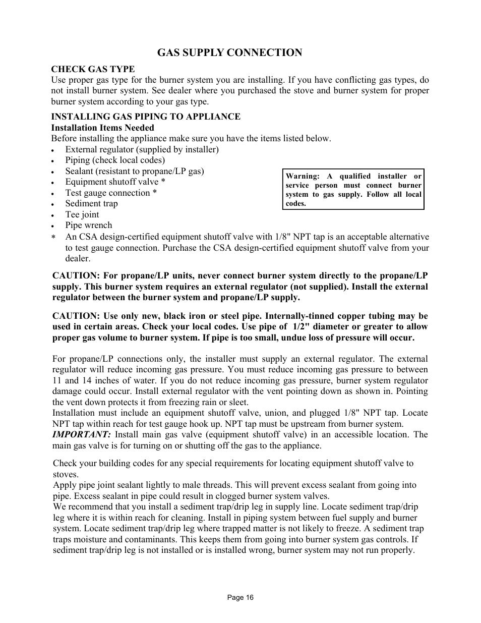 Gas supply connection | New Buck Corporation DV1000 User Manual | Page 19 / 38