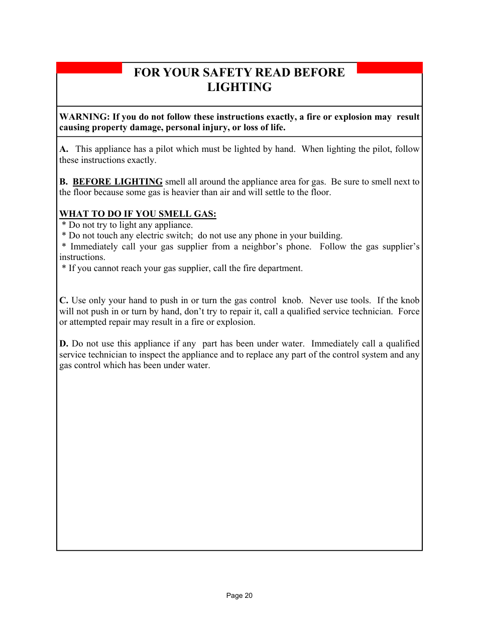 For your safety read before lighting | New Buck Corporation DV1000 User Manual | Page 23 / 38