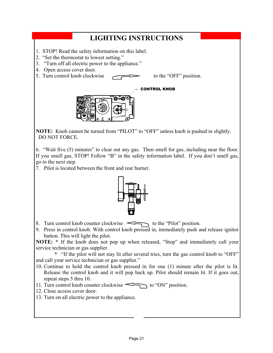 Lighting instructions, Page 21 | New Buck Corporation DV1000 User Manual | Page 24 / 38