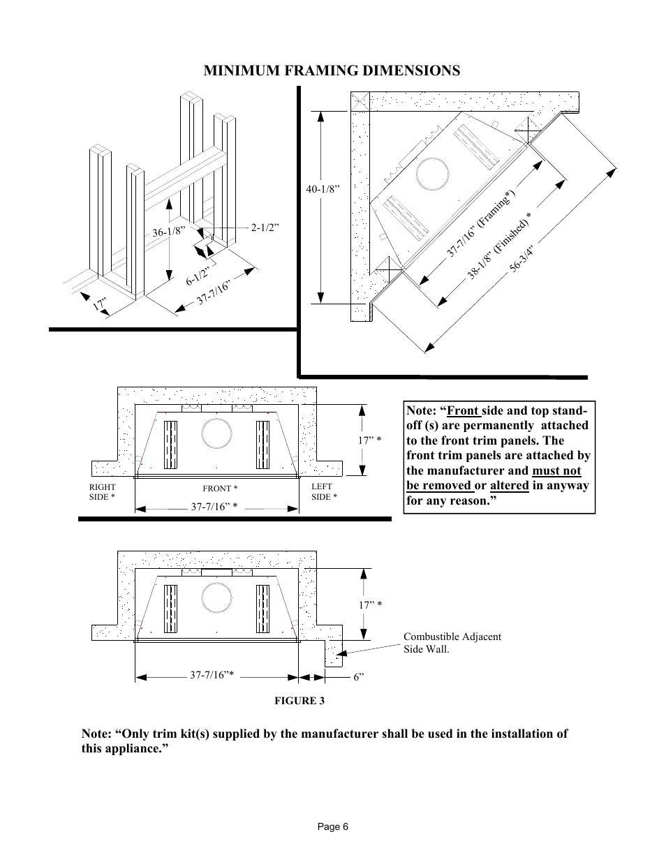 Minimum framing dimensions | New Buck Corporation DV1000 User Manual | Page 9 / 38